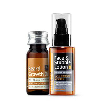 Ustraa Beard Growth Oil - 35ml - More Beard Growth, With Redensyl, 8 Natural Oils including Jojoba Oil | & Face & Stubble Lotion 60 ml - for Beard Softening, Dermatologically Tested, Vitamin E