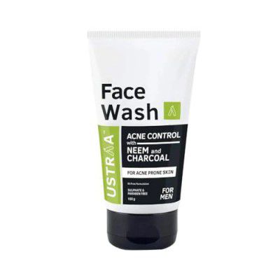 Ustraa Face Wash Acne Control - With Neem & Charcoal - 100g - Oil control, Prevents Acne, Especially for Oily skin | Keeps Face Non-sticky, Non-oily | No SLS, No Paraben