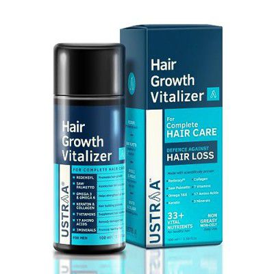 USTRAA Hair Growth Vitalizer - 100ml - Boost hair growth, Prevents hair fall, Delays Hair Greying, With Redensyl and Onion Extract, Non-oily serum for complete hair care and nourishment