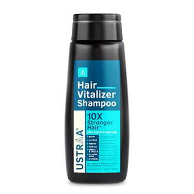 Ustraa Hair Vitalizer Shampoo - 250ml - Dermatologically Tested, With Biotin, Caffeine, Omega 3 & Omega 6, 10x Stronger Hair