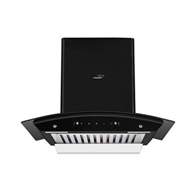 V-Guard A10 BL140 Kitchen Chimney with 1100m³/hr Suction, Thermal Auto Clean, Curved Glass, Baffle Filter, Motion Sensor Controls, Oil Collector Tray, LED Light (Black)