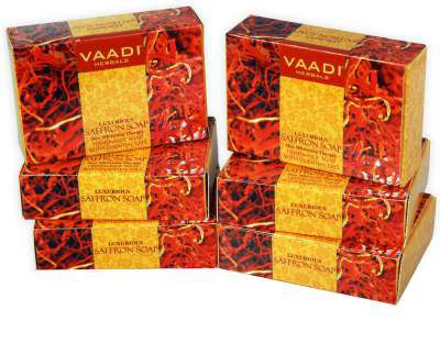 Vaadi Herbals Super Value Luxurious Saffron Skin Whitening Therapy Soap 75g (Pack Of 6)