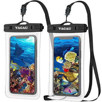 VAGAU TPU Waterproof Phone Case Holder Pouch,Underwater Transparent Cellphone Dry Bag Compatible For Lphone 13 12 Pro Max,Galaxy S21 S20 S10 Up To 7.0" (Black,Black)-2 Pack