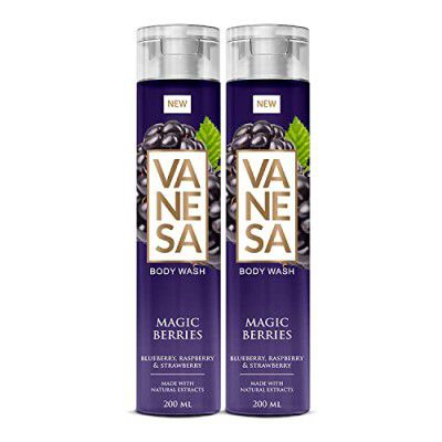 VANESA Body Wash Magic Berries - 200ML Each (Pack of 2) | Aroma of Natural Fruits | Refreshing Gentle Cleaning Bodywash