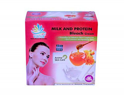 Vania Milk & Protein Bleach Cream 250 Gm | Long Lasting Glow with Natural Fairness |Cool Bleach | Normal to Dry Skin| With Milk & Honey