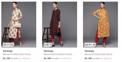 Varanga Women Kurta Upto 89% Off