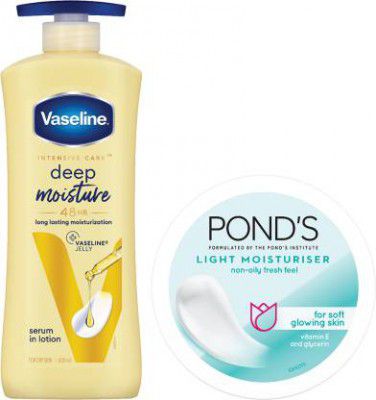 Vaseline + Ponds Deep Moisture Serum In Lotion + Light Moisturiser  (800 ml)