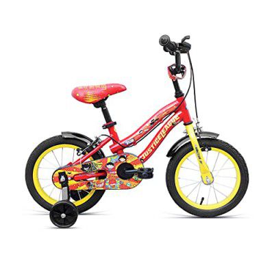 VECTOR 91 Justice League 14T Single Speed Kids Cycles (Red & Yellow, Ideal for: 3 to 5 Years) 8.3 Inches, Kids