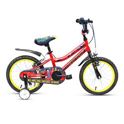 VECTOR 91 Justice League 16T Single Speed Kids Cycles (Red & Yellow, Ideal for: 4 to 6 Years Unisex)