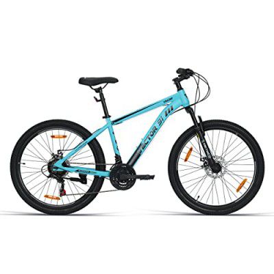 VECTOR 91 Unisex Valor 26T 21 Speed Shimano Gears Dual Disc with Front Suspension - Blue Black, Mountain Bike, 17 Inches