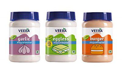 Veeba Mayonnaise Combo - Eggless Mayonnaise, 250gm with Garlic Mayonnaise, 250gm and Burger Mayonnaise 250gm - Pack of 3