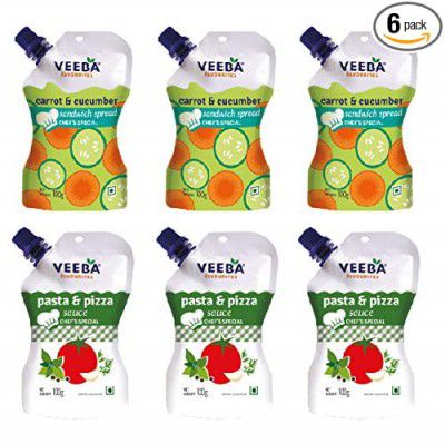 Veeba Pasta-Pizza Chefs Special (100g) and Carrot n Cucumber Chefs Special (100g) - Pack of 6 (3 sachets Each)