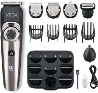 VEGA 9 in 1 Pro Multi Grooming Trimmer for Men, (VHTH-32) Trimmer 150 min Runtime 40 Length Settings  (Black)