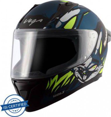 VEGA Bolt Bunny Motorbike Helmet  (Dull Black Blue)