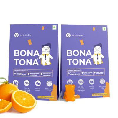 Velbiom Bonatona Probiotic Gummies - Pack of 10x2Gummies, Orange Flavor