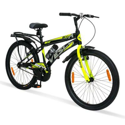 VESCO Envy Black City Bike/Cycle 26T with Inbuilt Carrier | Rigid Suspension | 17 Inch Frame | Cycle