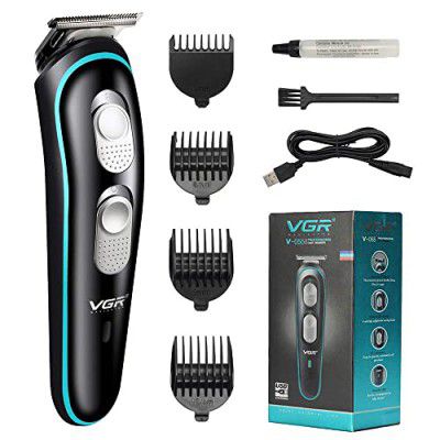 VGR Professional Rechargeable Cordless Beard Hair Trimmer Kit with Guide Combs Brush USB Cord