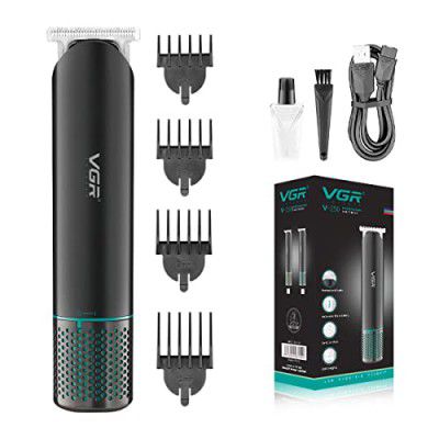 VGR V-250 Professional Cordless Hair Trimmer with USB Charging, Rotary On/Off Switch, Stainless steel blades, On/Off Button, 4 Guide Combs for men Runtime: 300 minutes, 1200 mAh Li-ion Battery