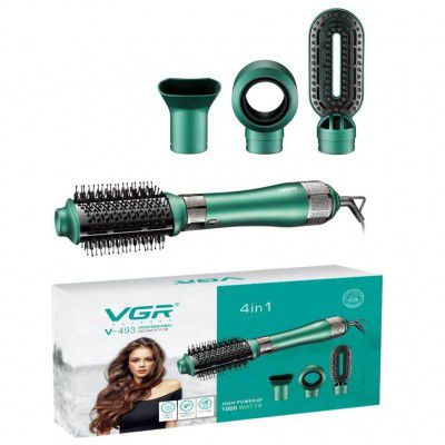 VGR V-493 Hair Dryer Brush 4 in 1 Hot Air Brush for Drying/Curling/Straightening, - GREEN