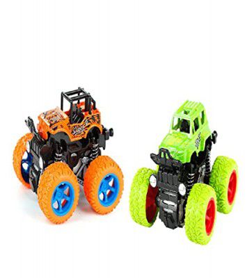 VGRASSP Mini Monster Trucks Friction Powered Cars for Kids, Toddler Toys Inertia Car Toys (Stunt Car Pack of 2)