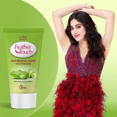 VI-JOHN FEATHER TOUCH Aloevera Cucumber Hair Removal Salon-like Finish No Ammonia Smell Cream  (40 g)