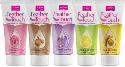 VI-JOHN Feather Touch Hair Removal Cream (Pack of 5) – Rose (40 gm), Sandal (40 gm), Honey (40 gm), Lime (40 gm), Haldi Chandan (40 gm) Cream  (200 g, Set of 5)