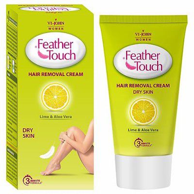 VI-JOHN Feather Touch Lime & Aloevera Hair Removal Cream, for Dry Skin, Suitable for Legs, Underarms, Bikini Line, Arms - 40g