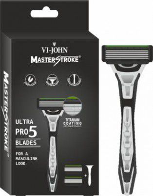 VI-JOHN Master Stroke Ultra Pro 5 Blade Shaving Razor for men (1 Handle + 2 Cartridges)