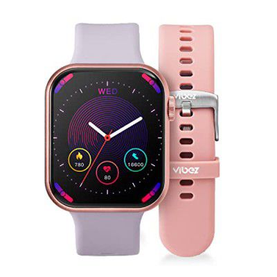 Vibez by Lifelong Hype Women Smartwatch with Bluetooth Calling|Multiple Straps (VBSWW801, Rose Gold)