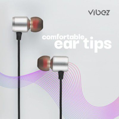 Vibez VBW01 Storm Wired Earphones with Mic|Wired Earphones|Wired in-Ear Headphones with HD Sound|Tangle Free Cable, Comfort in-Ear Fit (1 Year Warranty, Black)