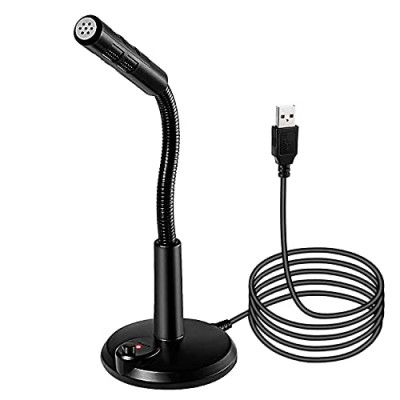 VIBOTON Mic for PC, USB Gaming Mic, USB Microphone, Noise cancellation Mic, Recording Mic for Laptop, Desktop Mac, Plug and Play, Black (Under 1000)