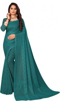 Vidula Self Design Bollywood Net Saree  (Light Blue)