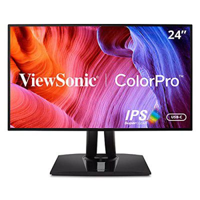 ViewSonic Colorpro Professional LCD Monitor Vp2468A 24 Inch (60.45 Cm) 1920 x 1080 Pixels, 4-Side Frameless, Fhd, IPS Panel, 100% Srgb, Adv. Ergonomics, Dp in&Out, Hdmi, Type C - 65W Chargeback, Black