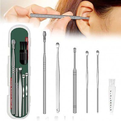 VIHLANATH Ear Wax Cleaner Resuable Ear Cleaner Tool Set with Storage For Kids Man Woman