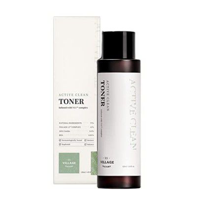 Village 11 Factory Active Clean Toner, For Acne and Oily Skin, Gentle ph, Hydrating (120ml)