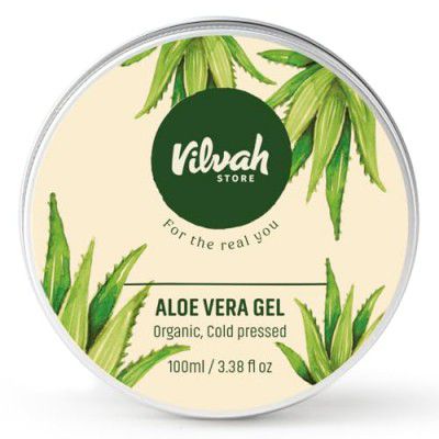 Vilvah Store Aloe Vera Gel | With Pure Aloe Vera | Gel for Face, Hair, Skin Moisturizer | Hydrates and Soothes | With Vitamin E and No Paraben | 100G (Pack of 1)