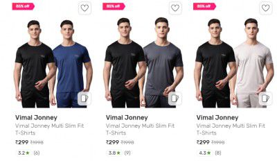 Vimal Jonney Men's T-Shirts Pack Of 2 @ ₹299*