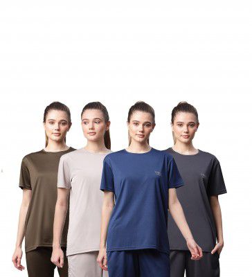 VIMAL JONNEY Regular Fit Multicolor Women Tshirts(Pack of 4-VIMAL632896)