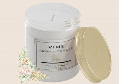 ViMe Scented Candles for Home Decor, Bedroom| Scented Candle Gift Set for Wife, Girl| 120 gm| Burn Upto 35 Hrs | Aroma Therapy Candles with 1 Bar| Fragrance Candles for Home | Rose & Amber Fragrance