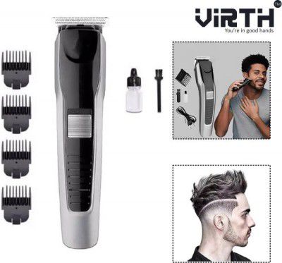 Virth Rechargeable Hair Beard Trimmer for Men Trendy Styler Trimmer 120 min Runtime 0 Length Settings  (Black)