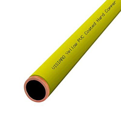 Visiaro Yellow PVC Coated Hard Copper Tube, 1mtr, Outer Dia 5/8 inch, Wall Thickness 19 swg, 1.5mm PVC coating, Pack of 1