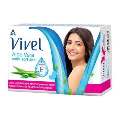 Vivel Aloe Vera Bathing Soap with Vitamin E for Soft, Combo Pack 150g (Pack of 4)