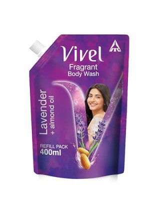 Vivel Exfoliating Body Wash, Lavender & Almond Oil Shower Gel Creme, 400 ml