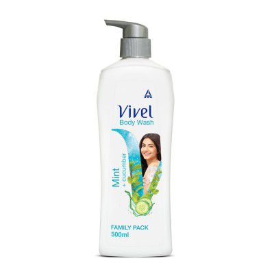 Vivel Body Wash, Mint & Cucumber Shower Creme, Cooling and Moisturising, For soft and smooth skin, High Foaming Formula, 500ml