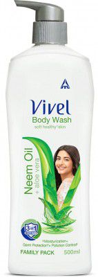 VIVEL Body Wash, Neem Oil & Aloe Vera Shower Creme, 500ml Pump