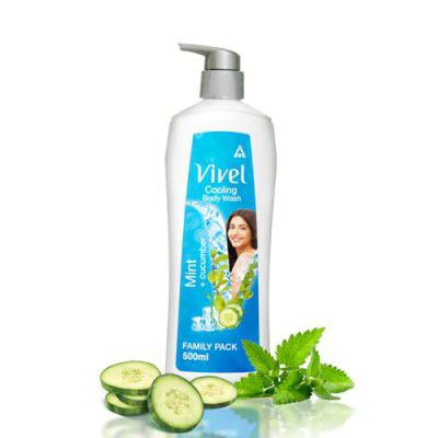 Vivel Cooling Body Wash, Mint & Cucumber Shower Gel, 500 ml Pump Bottle