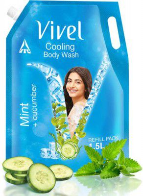 Vivel Cooling Body Wash, Mint & Cucumber Shower Gel, Supersaver XL Refill Pouch  (1500 ml)