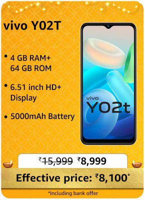 Vivo Y02t @ ₹8,100/- During Big Billion Days Sale