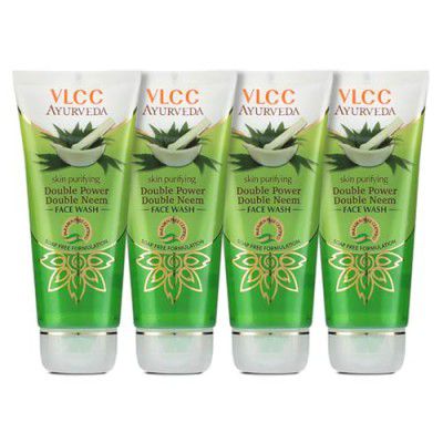 VLCC Ayurveda Skin Purifying Double Power Double Neem Face Wash - 100ml X 4 (Pack of 4)