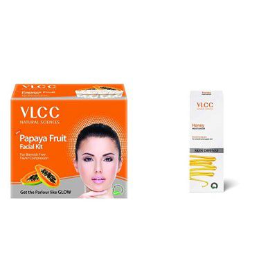 VLCC Papaya Fruit Facial Kit, 60g And VLCC Honey Moisturiser, 100ml